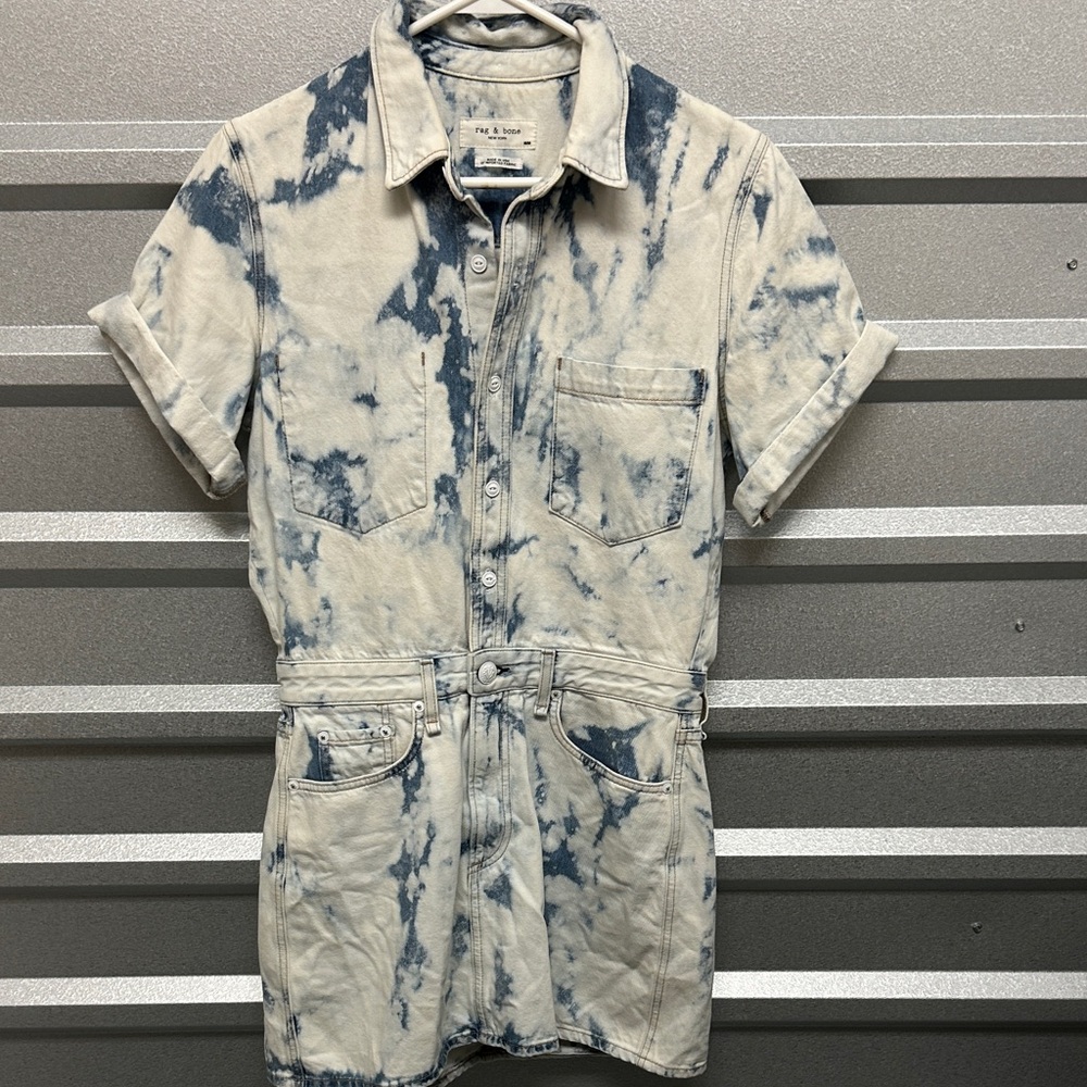 Rag and Bone Womens All In One Shirt Dress in Oasis Size Medium Grunge Acid Wash